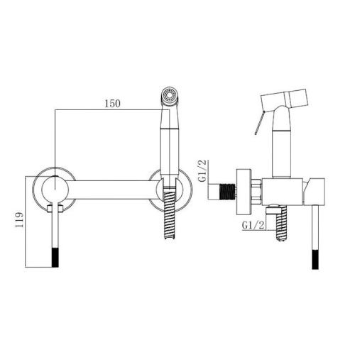 Гигиенический душ со смесителем Voda VSL02B черный - фото 3