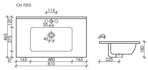 Раковина из сантехнического фарфора Ceramica Nova ELEMENT CN7005MB 80х50 накладная цвет черный - фото 5