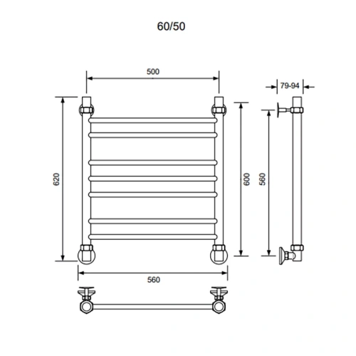 Полотенцесушитель водяной Veconi Voga V6050GR 50х60 серый - фото 3