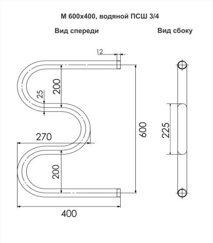 Полотенцесушитель водяной Indigo M MW60-40 3/4 40х65 хром - фото 5