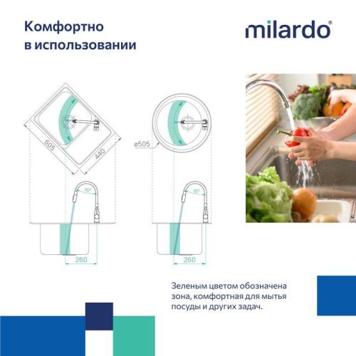 Смеситель для кухни Milardo Meal M01BL2FM05 на мойку черный - фото 4