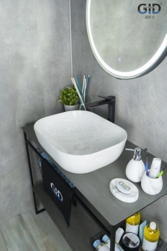 Раковина керамическая Gid Geométrico 53322 50х40 накладная цвет многоцветный без отверстий под смеситель - фото 5