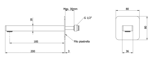 Излив Remer Slash & Dot 91SL настенный хром - фото 2