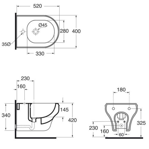 Биде подвесное Azzurra CHARME CHBKS000000MBI/(CHA500/SOSK bi)*1 цвет белый - фото 2