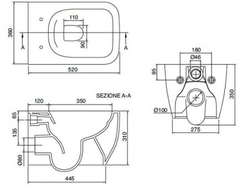Чаша унитаза подвесная Scarabeo Teorema 2.0 5126TW/B49 цвет черный без сиденья безободковая смыв торнадо - фото 3