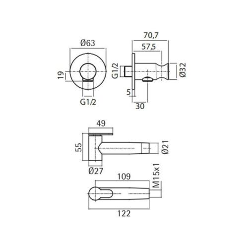 Гигиенический душ QuadroDesign ID022AS нержавеющая сталь - фото 2