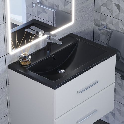 Раковина из искусственного камня Uperwood Foster Quartz 291030034 70х50 полувстраиваемая цвет черный - фото 3