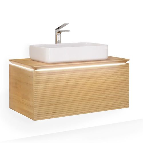 Тумба под раковину Jorno KARAT Kar.01.100/P/BuL 100х50 подвесная цвет бежевый