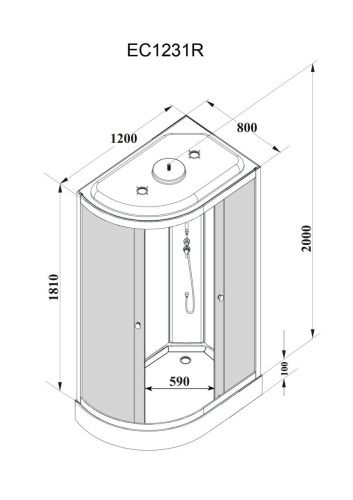 Душевая кабина Parly Classic EC1231R 120х80 асимметричная с крышей ориентация левая - фото 4