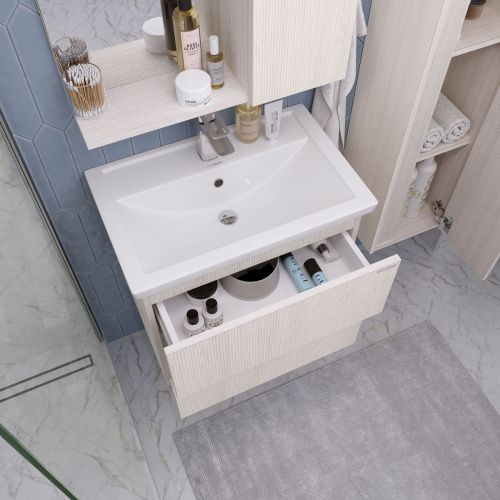 Тумба под раковину Grossman Юнит 206017 60х40 подвесная цвет бежевый - фото 4