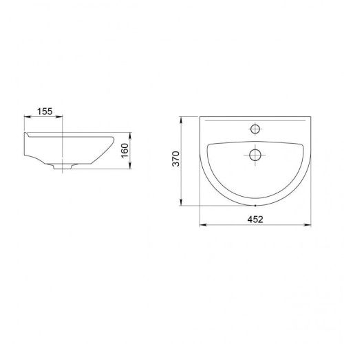 Раковина из сантехнического фарфора Santeri Родничок 131310S0010B0 37х46 подвесная цвет белый 1 отверстие под смеситель - фото 3