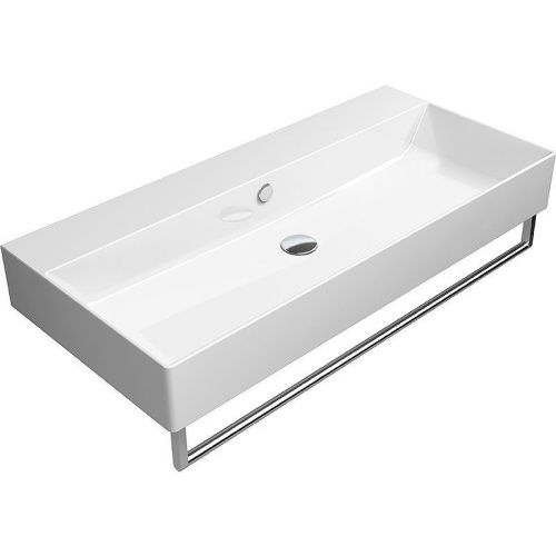 Раковина из сантехнического фаянса GSI Kube X 9423011_УЦ 100х50 подвесная цвет белый - фото 2