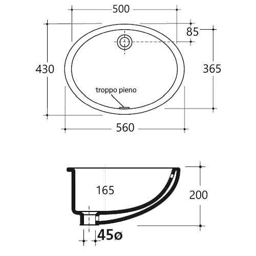 Раковина из сантехнического фарфора Galassia Denise 6002 60х40 встраиваемая цвет белый - фото 3