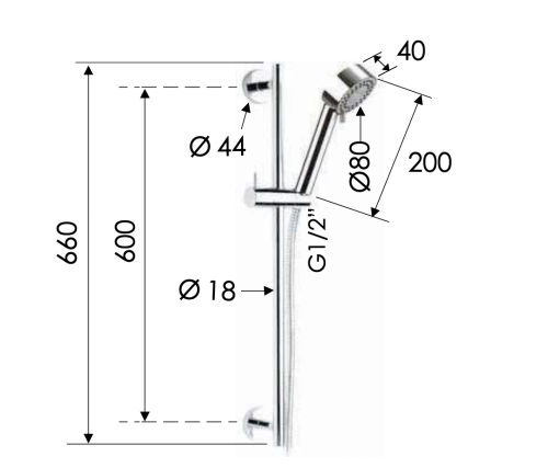 Душевой гарнитур Remer  317M319MO настенный хром - фото 2
