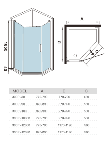 Душевой уголок WeltWasser WW300 10000001881 90х90 стекло прозрачное профиль хром без поддона - фото 2