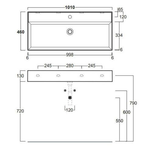 Раковина из сантехнического фаянса Simas Agile AG101 bi*1 100х50 подвесная цвет белый 1 отверстие под смеситель - фото 2