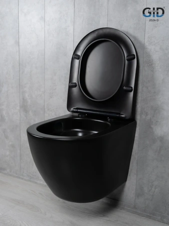 Унитаз подвесной Gid Tornado 62261Y черный с сиденьем микролифт безободковый смыв торнадо