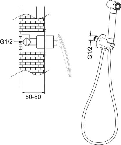Гигиенический душ со смесителем Rose R1105H черный - фото 3