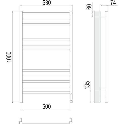 Полотенцесушитель электрический Terminus 4670078526205 55х100 хром - фото 3