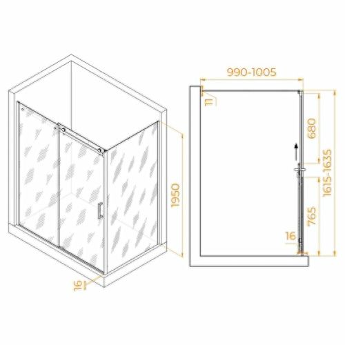 Душевой уголок RGW Tornado 02074460-11 160х100 стекло прозрачное профиль хром без поддона - фото 2