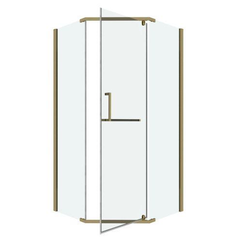 Душевой уголок Grossman Pragma 302.K33.03.1010.32.00 100х100 стекло прозрачное профиль золото без поддона - фото 2
