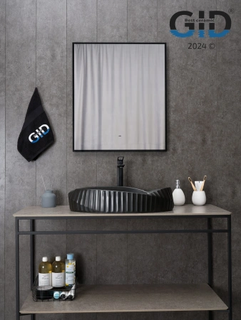 Раковина керамическая Gid Creativo 53358 60х40 накладная цвет черный без отверстий под смеситель