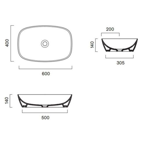 Раковина керамическая Catalano Alvea 622600001 60 см накладная цвет белый без отверстий под смеситель - фото 2