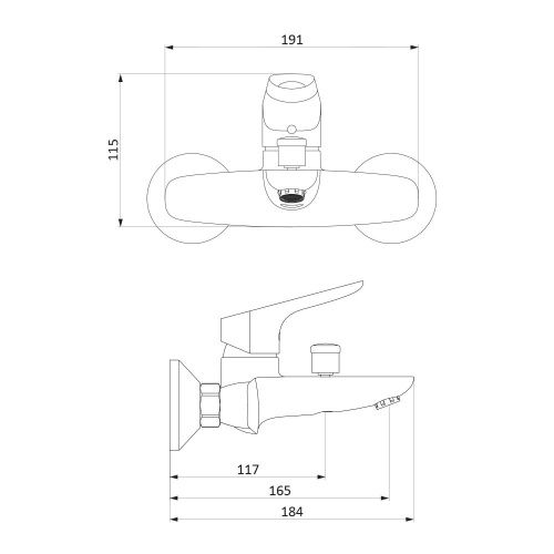 Смеситель для ванны и душа Damixa Jupiter 771000001 настенный хром - фото 5