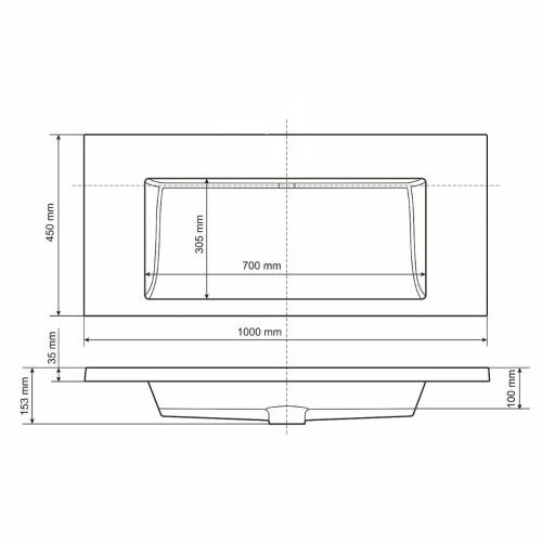 Раковина из искусственного камня Uperwood Infinity RInfinity100wg0 100х50 полувстраиваемая цвет белый - фото 2