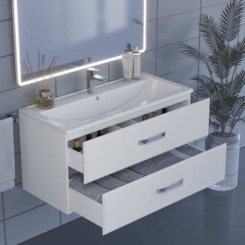 Тумба с раковиной Uperwood Foster 291020533 100х50 цвет белый - фото 4