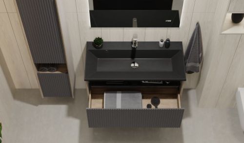 Тумба под раковину Jorno TOSSONY Toss.01.90/P/DS-A/JR 90х40 подвесная цвет черный - фото 2