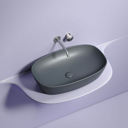 Раковина из сантехнического фарфора Ceramica Nova ELEMENT CN6049MDH 60х40 накладная цвет черный без отверстий под смеситель - фото 2