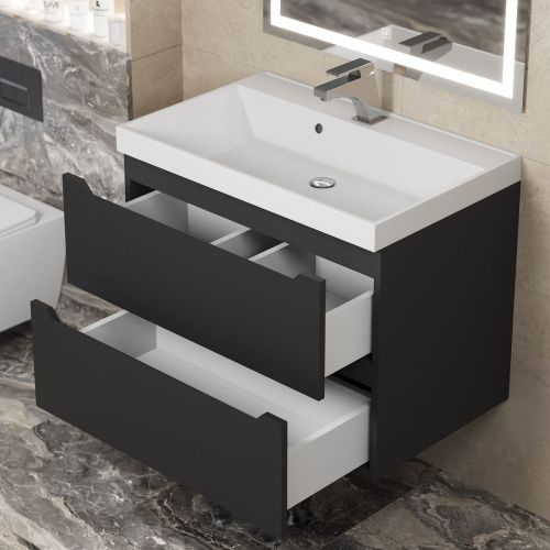 Тумба под раковину Uperwood Tanos 291020231 70х50 подвесная цвет черный - фото 4