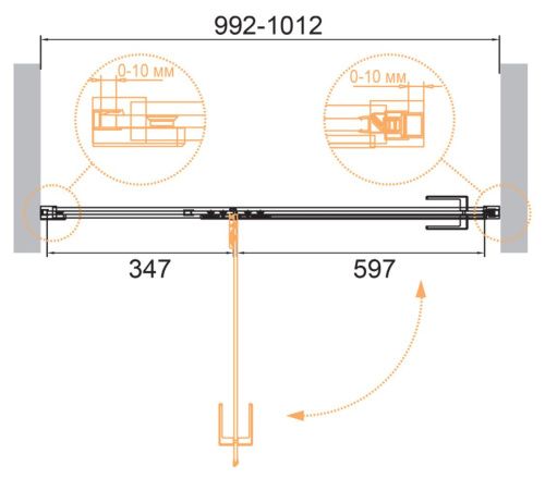 Душевая дверь Cezares BELLAGIO BELLAGIO-B-12-100-C-NERO 100х195 стекло прозрачное профиль черный - фото 2