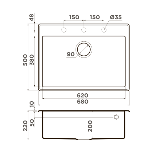 Кухонная мойка Omoikiri Tedori 68 4993570 70х50 цвет серый - фото 2