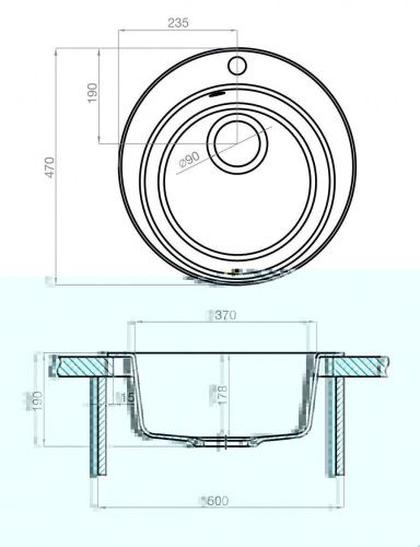 Кухонная мойка Aquaton Иверия 1A711032IV250 45х45 цвет серый поверхность матовая - фото 3