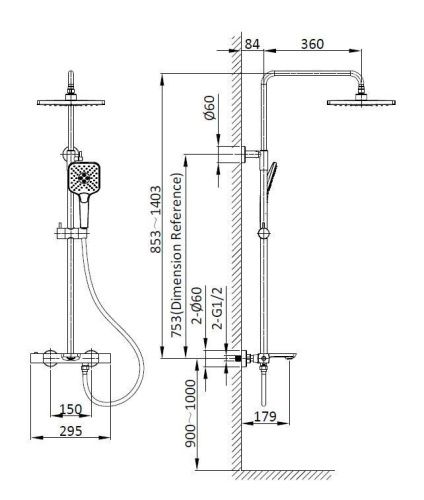 Душевая стойка Vincea Next VSFS-1N1TBG настенная цвет золото с термостатом - фото 3