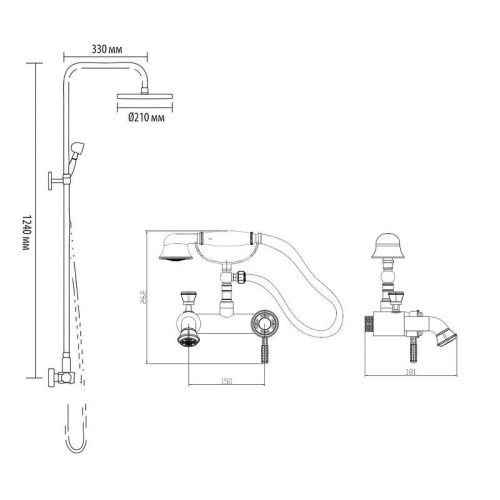Душевая стойка Bronze de Luxe 10124F настенная цвет бронза - фото 3