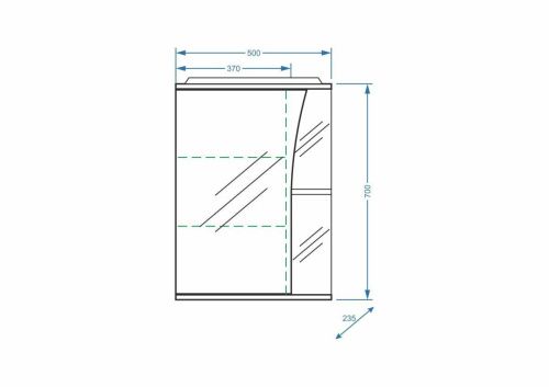 Зеркало-шкаф Stella Polar Волна SP-00000033 50х70 подвесной цвет белый - фото 2