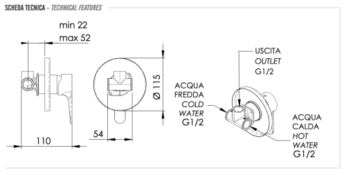 Смеситель для душа Remer Winner W30 встраиваемый в стену хром - фото 2