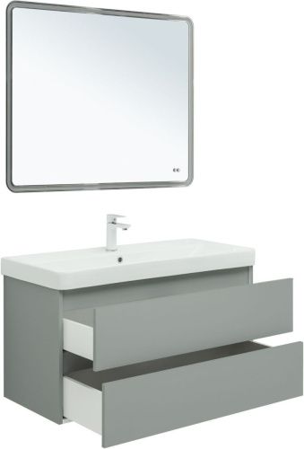 Тумба под раковину Aquanet Вега 2.0 00337957 100х50 подвесная цвет серый - фото 4