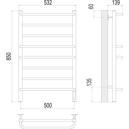 Полотенцесушитель электрический Terminus 4670078531292 55х85 хром - фото 3