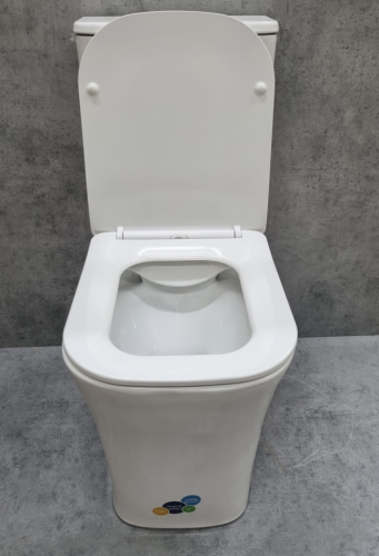 Унитаз напольный с бачком CeramaLux 1218A белый с сиденьем микролифт безободковый каскадный смыв - фото 3