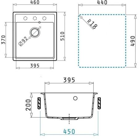 Кухонная мойка Uperwood Quartz Premium UPD-07 3910202124 45х50 цвет белый поверхность матовая