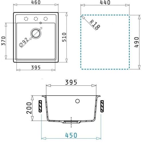 Кухонная мойка Uperwood Quartz Premium UPD-07 3910202127 45х50 цвет черный поверхность матовая - фото 5