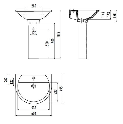 Раковина из сантехнического фарфора Creavit Selin SL060-00CB00E-0000 60х50 подвесная цвет белый - фото 2