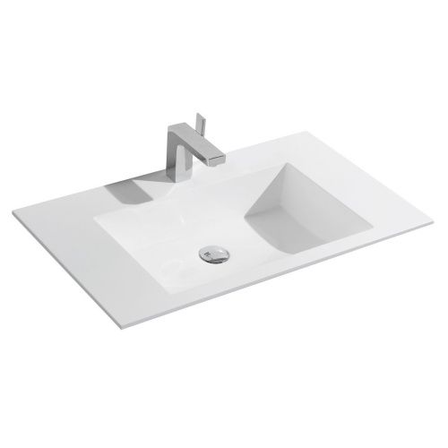 Раковина из искусственного камня Vincea VCB-13800W 80х50 встраиваемая цвет белый 1 отверстие под смеситель