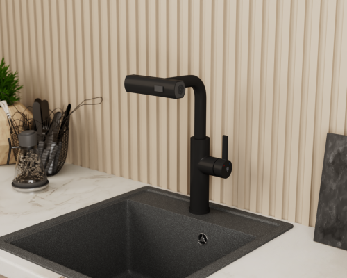 Смеситель для кухни Rush Tinos TI3732-18Black на столешницу черный - фото 3