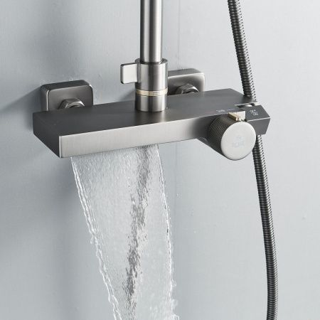 Душевая стойка Rose R1896T-6 настенная цвет серый с термостатом