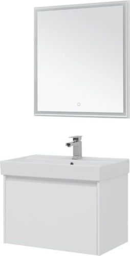 Комплект мебели: тумба с раковиной + зеркало Aquanet Nova Lite 00242296 76x46x137 напольный/подвесной цвет белый - фото 5